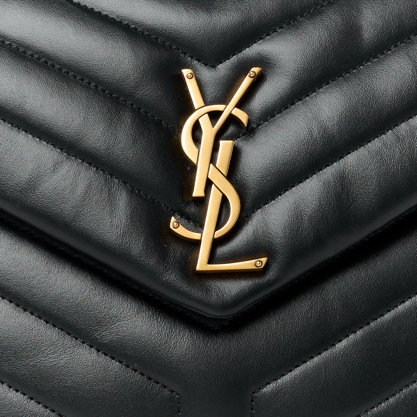 Calfskin Y Quilted Monogram Medium Loulou Chain Satchel Black