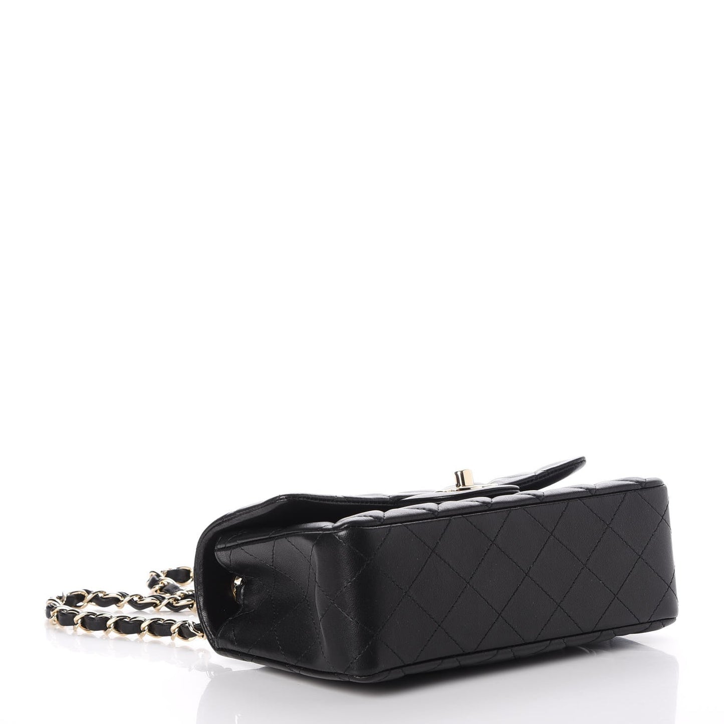 Lambskin Quilted Mini Rectangular Flap Black