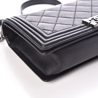 Chanel Calfskin Quilted Double Stitch New Medium Boy Flap Black 11 of 13