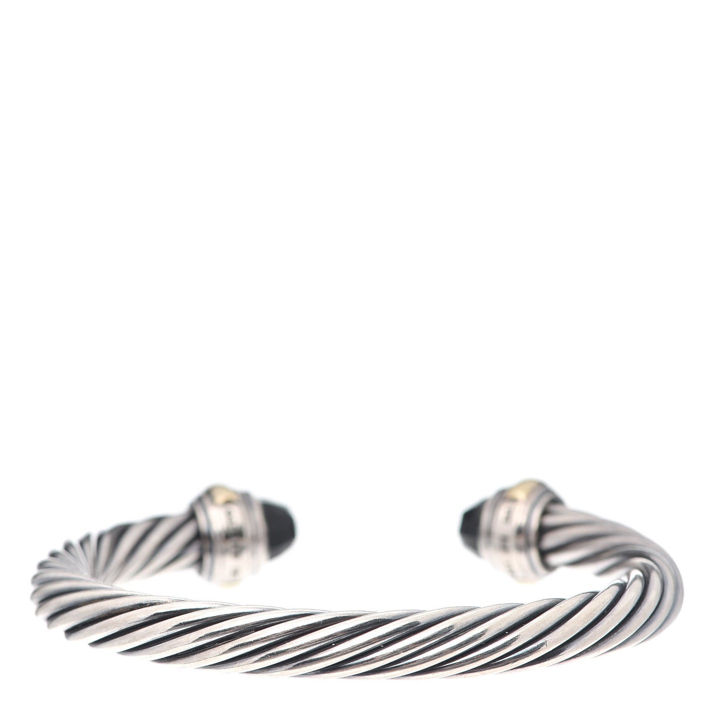 Sterling Silver 14K Yellow Gold Black Onyx 7mm Cable Classics Bracelet