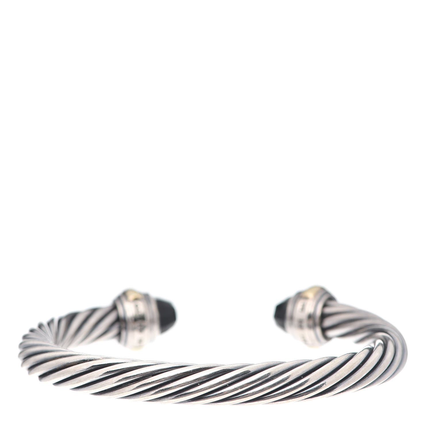 David Yurman Sterling Silver 14K Yellow Gold Black Onyx 7mm Cable Classics Bracelet 3 of 5