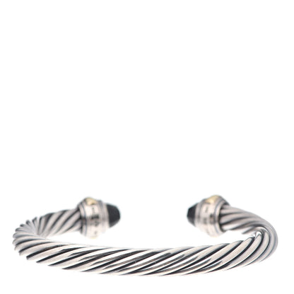 David Yurman Sterling Silver 14K Yellow Gold Black Onyx 7mm Cable Classics Bracelet 3 of 5