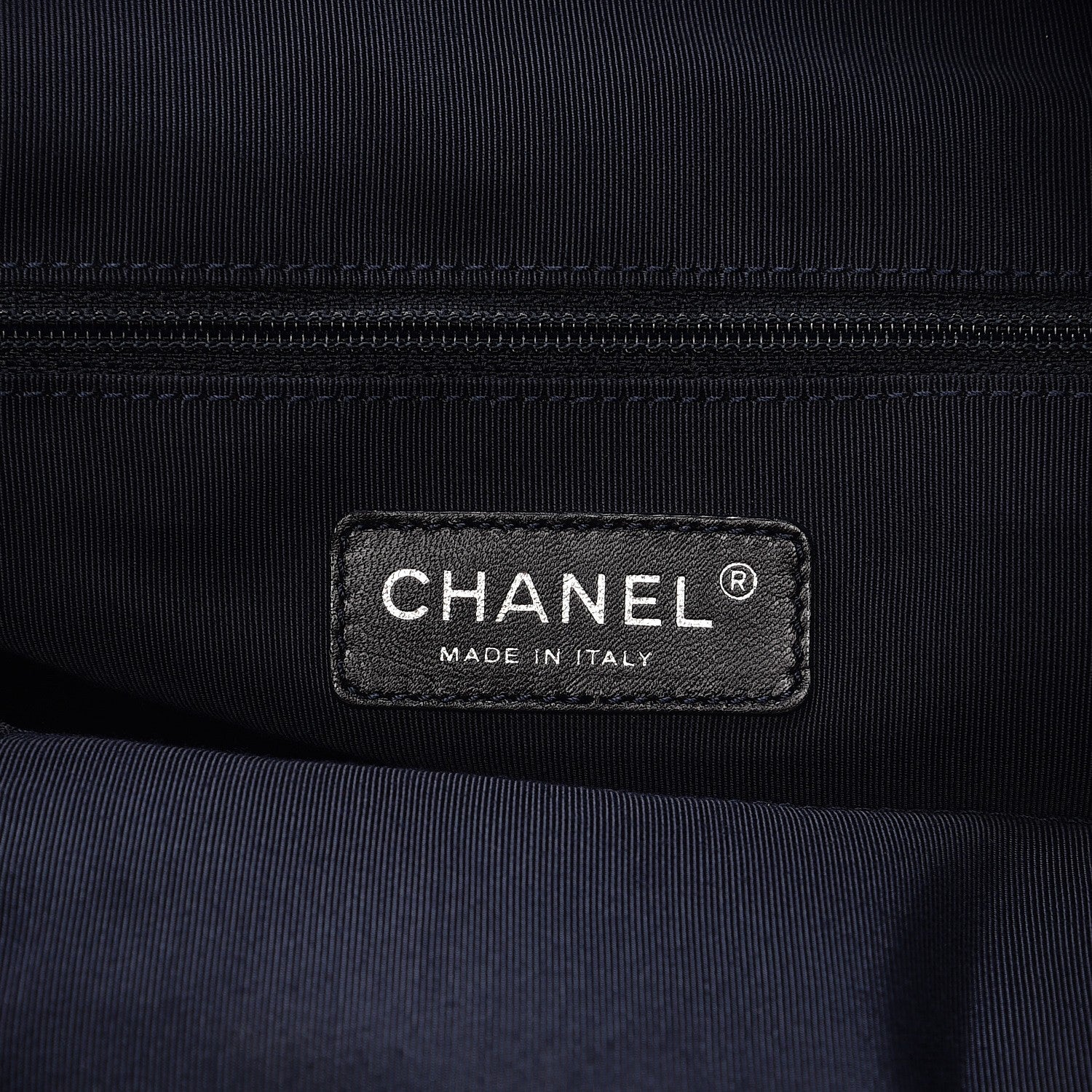 Chanel Lambskin Quilted Lido Shopping Tote Dark Navy Blue 6 of 13