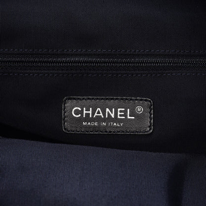 Chanel Lambskin Quilted Lido Shopping Tote Dark Navy Blue 6 of 13