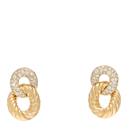 David Yurman 18K Yellow Gold Diamond Extra Small Belmont Curb Link Drop Earrings 1 of 4