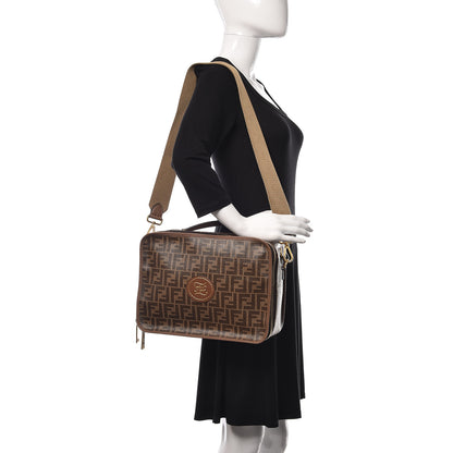 Fendi Glazed Fabric FF 1974 Karligraphy Small Travel Bag Mogano Panna 2 of 10