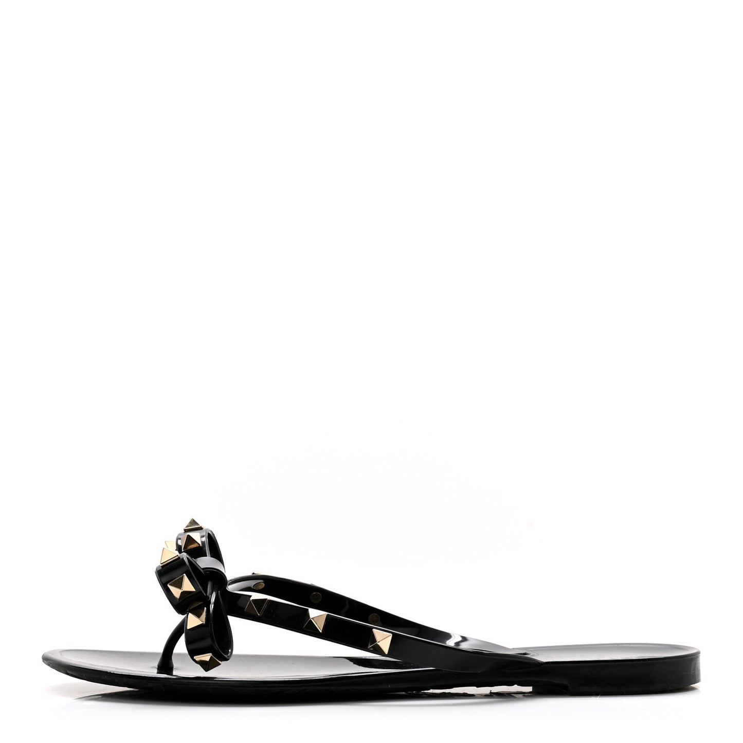 PVC Jelly Rockstud Bow Thong Sandals 39 Black