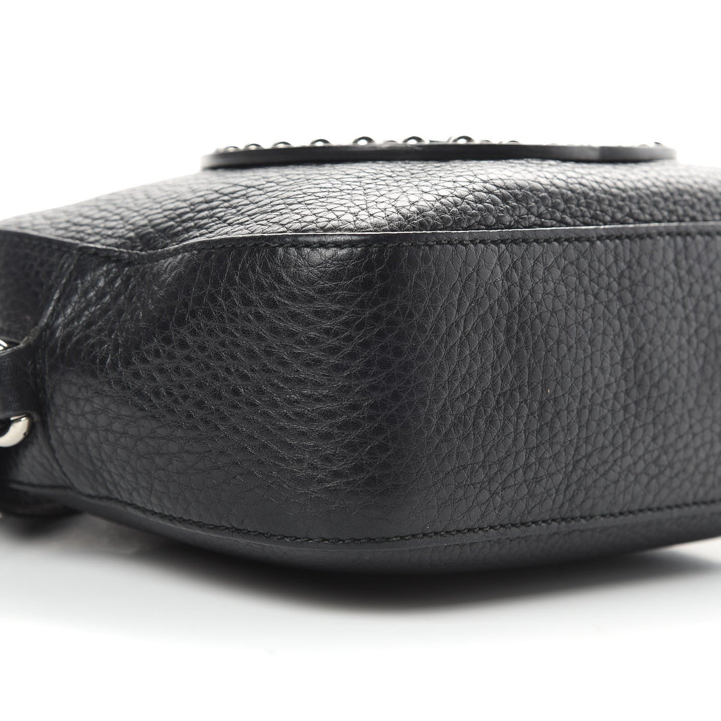 Pebbled Calfskin Studded Small Soho Disco Bag Black