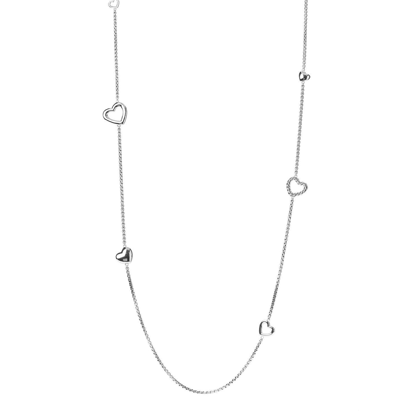 Sterling Silver Cable Heart Chain Necklace