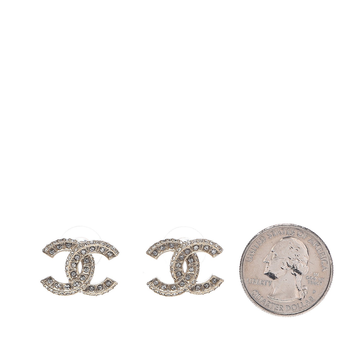 Crystal CC Earrings Light Gold