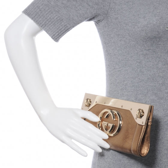 Metallic Calfskin Britt Clutch Bronze