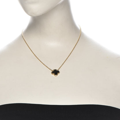 Van Cleef & Arpels 18K Yellow Gold Black Onyx Pure Alhambra Pendant Necklace 2 of 6
