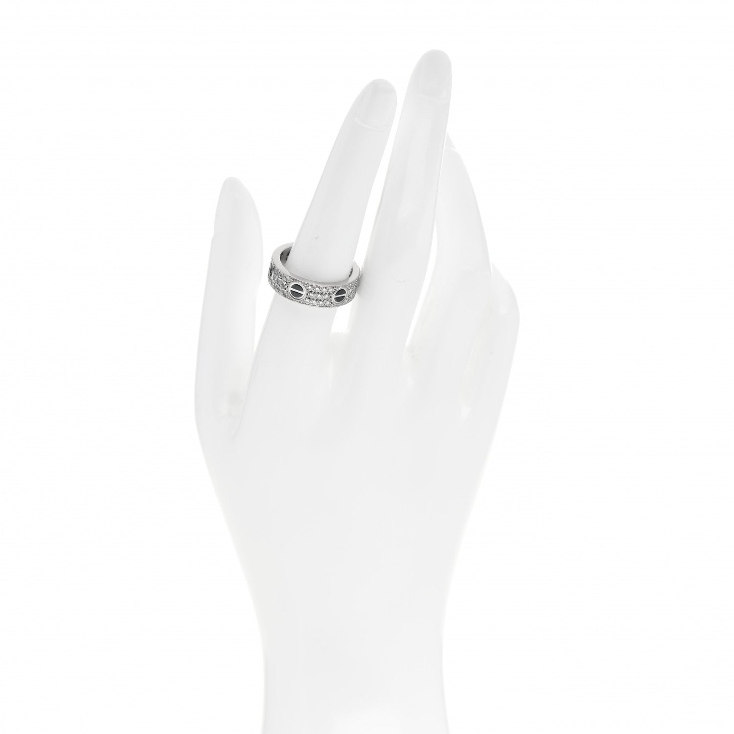 Cartier 18K White Gold Diamond Ceramic LOVE Paved Ring 57 8 2 of 5