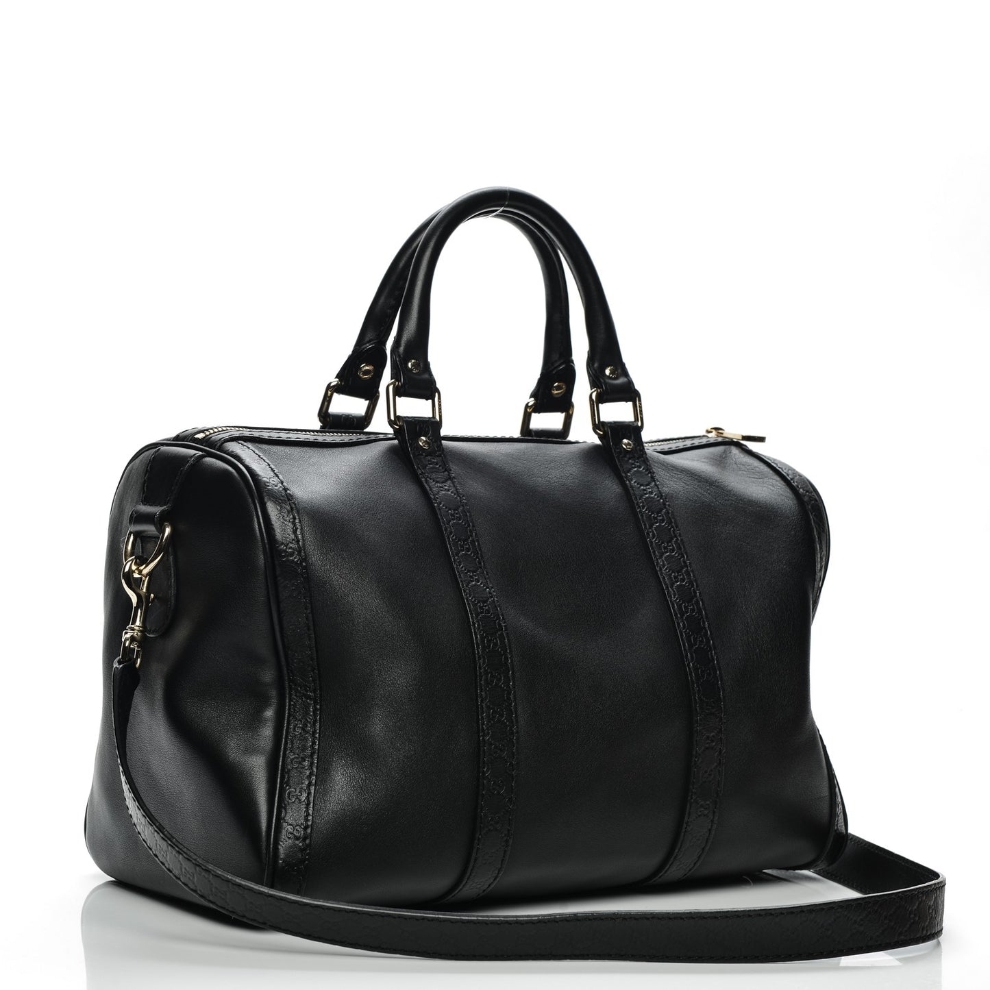 Calfskin Microguccissima Trim Medium Boston Black