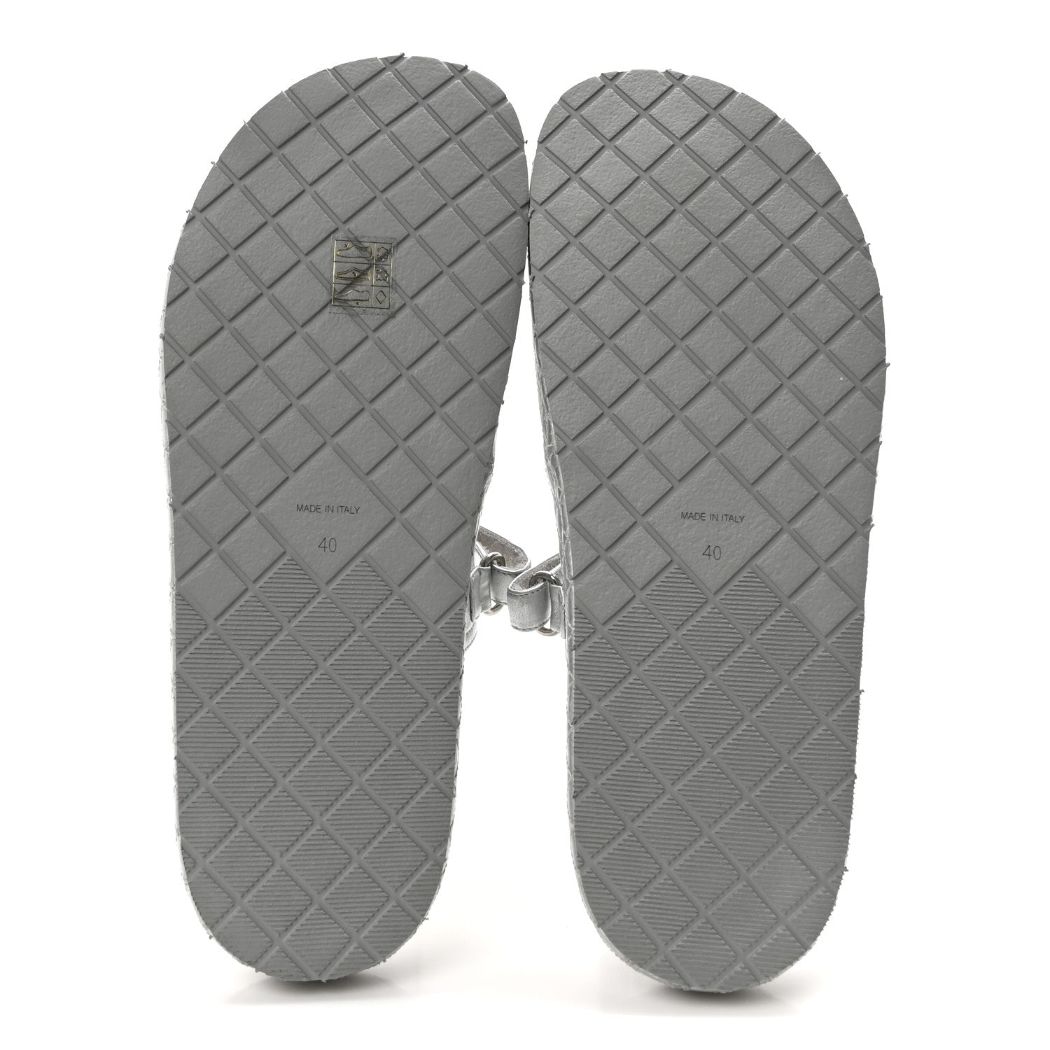 Chanel Laminated Lambskin Quilted Velcro Crystal CC Dad Slide Sandals 40 Silver 11 of 18