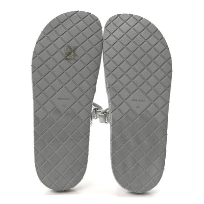 Chanel Laminated Lambskin Quilted Velcro Crystal CC Dad Slide Sandals 40 Silver 11 of 18