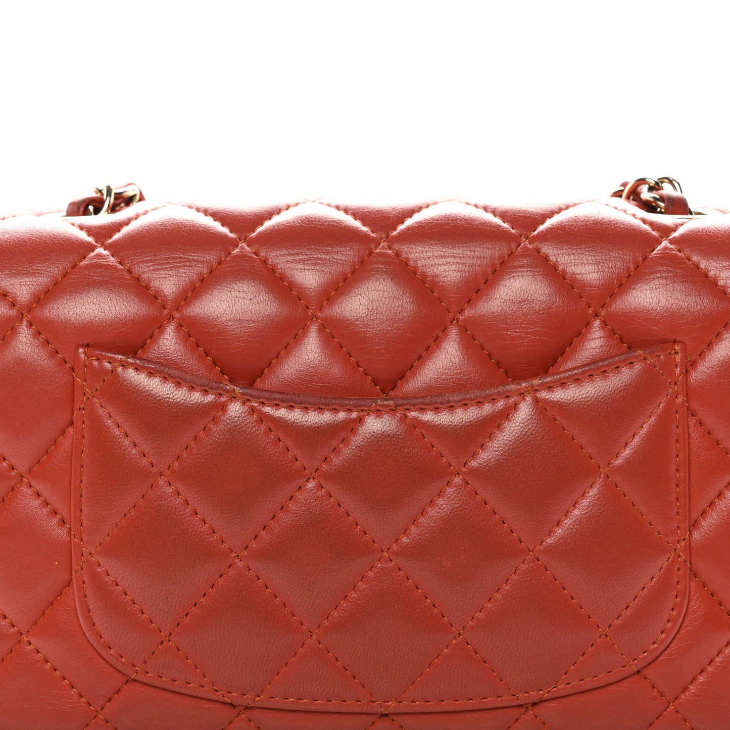 Lambskin Quilted Mini Rectangular Flap Orange