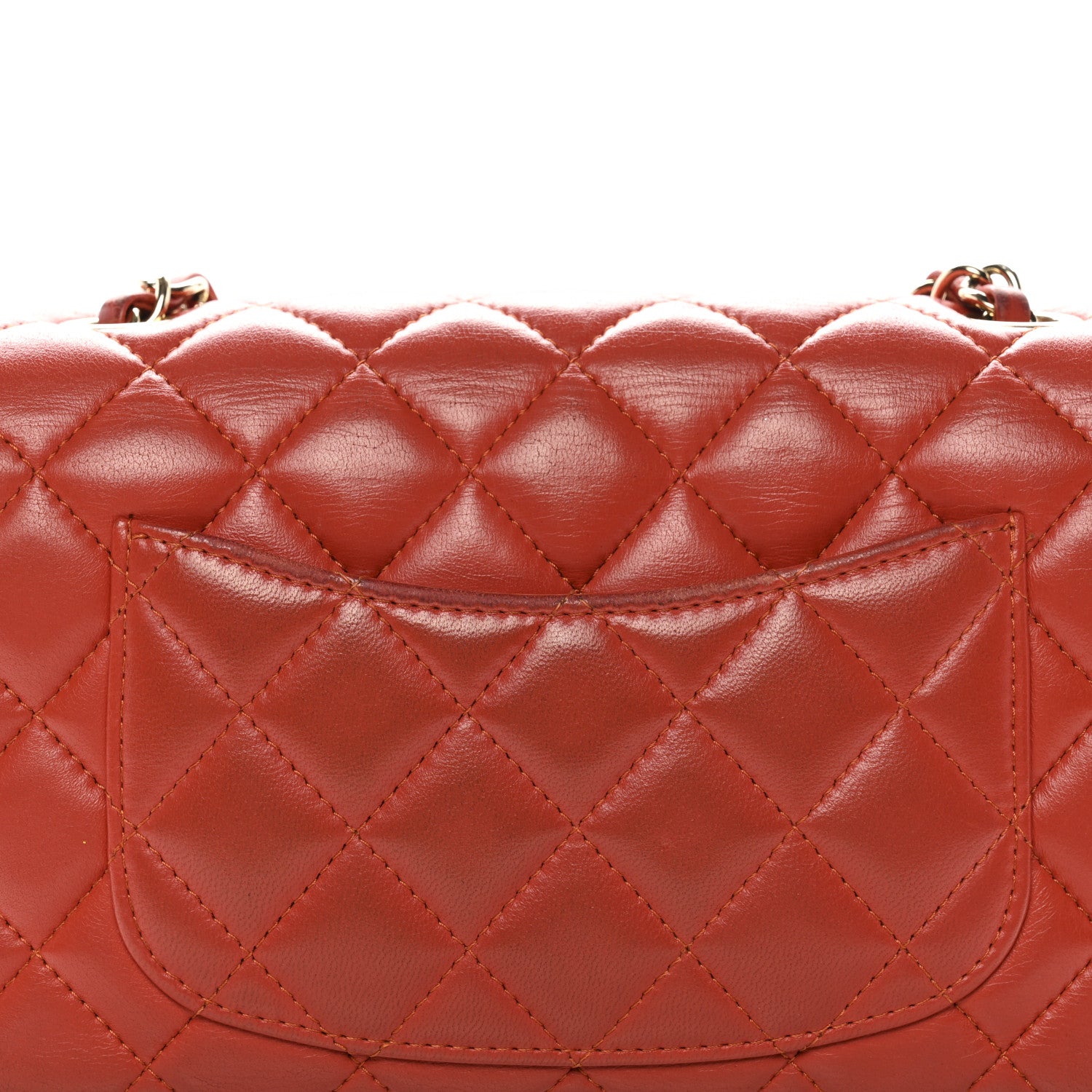 Chanel Lambskin Quilted Mini Rectangular Flap Orange 12 of 16