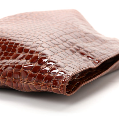 Christian Louboutin Patent Calfskin Crocodile Embossed Le 54 Tote Acajou 10 of 12