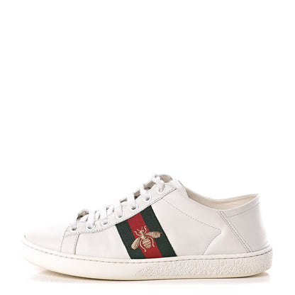 Gucci Calfskin Web Bee Embroidered Womens Ace Sneakers 36 White Green 1 of 15