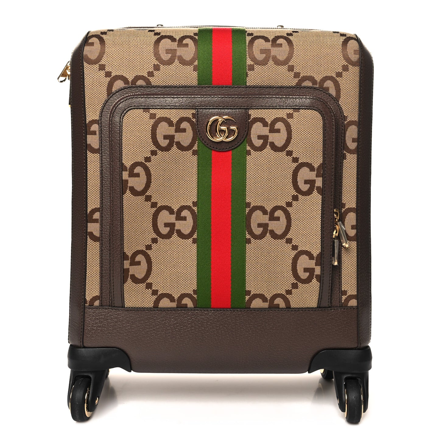 Monogram Jumbo GG Textured Dollar Calfskin Web Small Savoy Cabin Trolley Camel Ebony New Acero