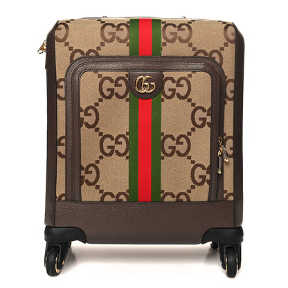 Gucci Monogram Jumbo GG Textured Dollar Calfskin Web Small Savoy Cabin Trolley Camel Ebony New Acero 1 of 10