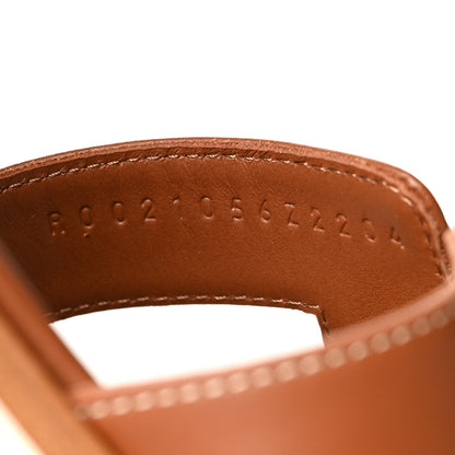 Hermes Box Calfskin Oran Sandals 38.5 Gold 6 of 9