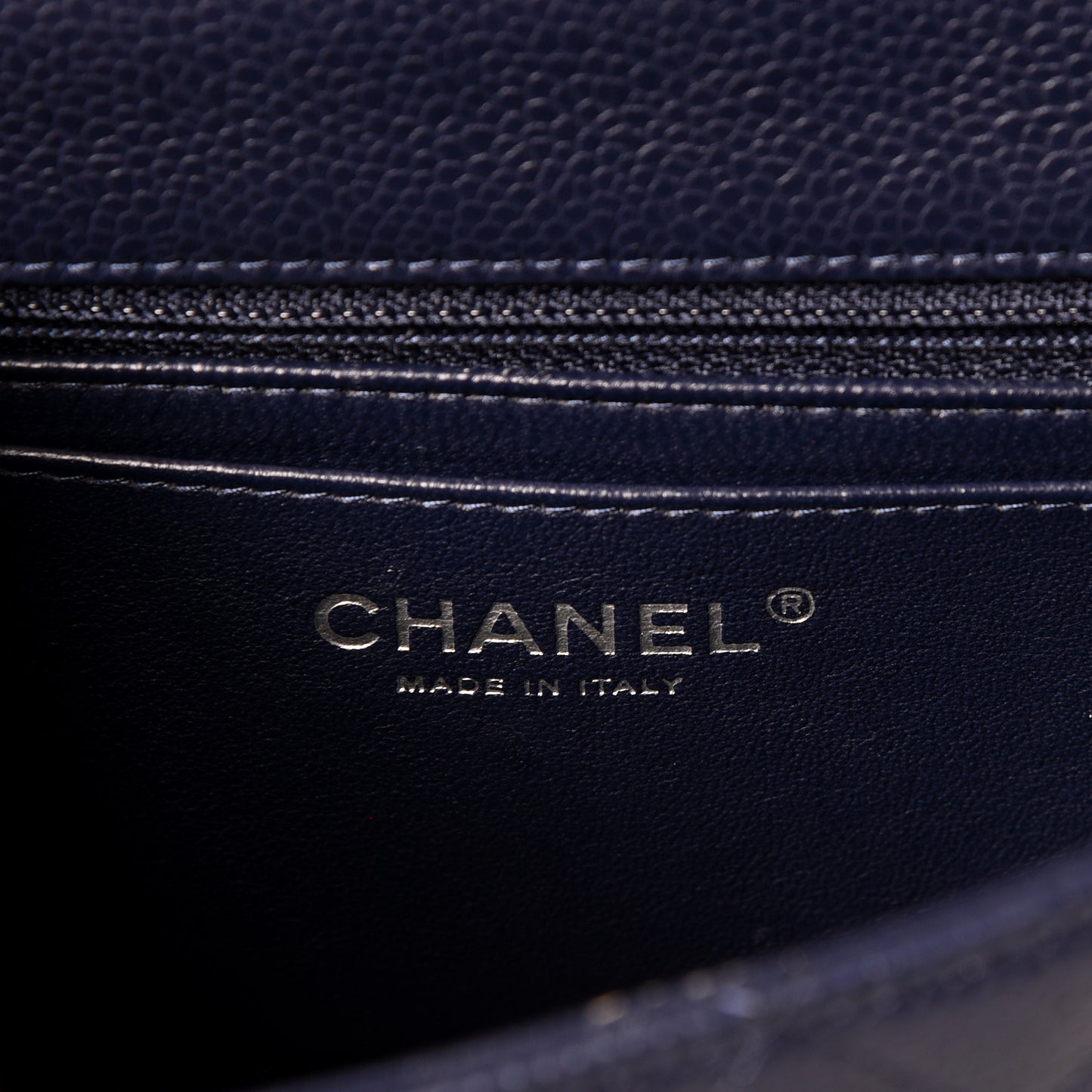 Caviar Quilted Mini Rectangular Flap Navy