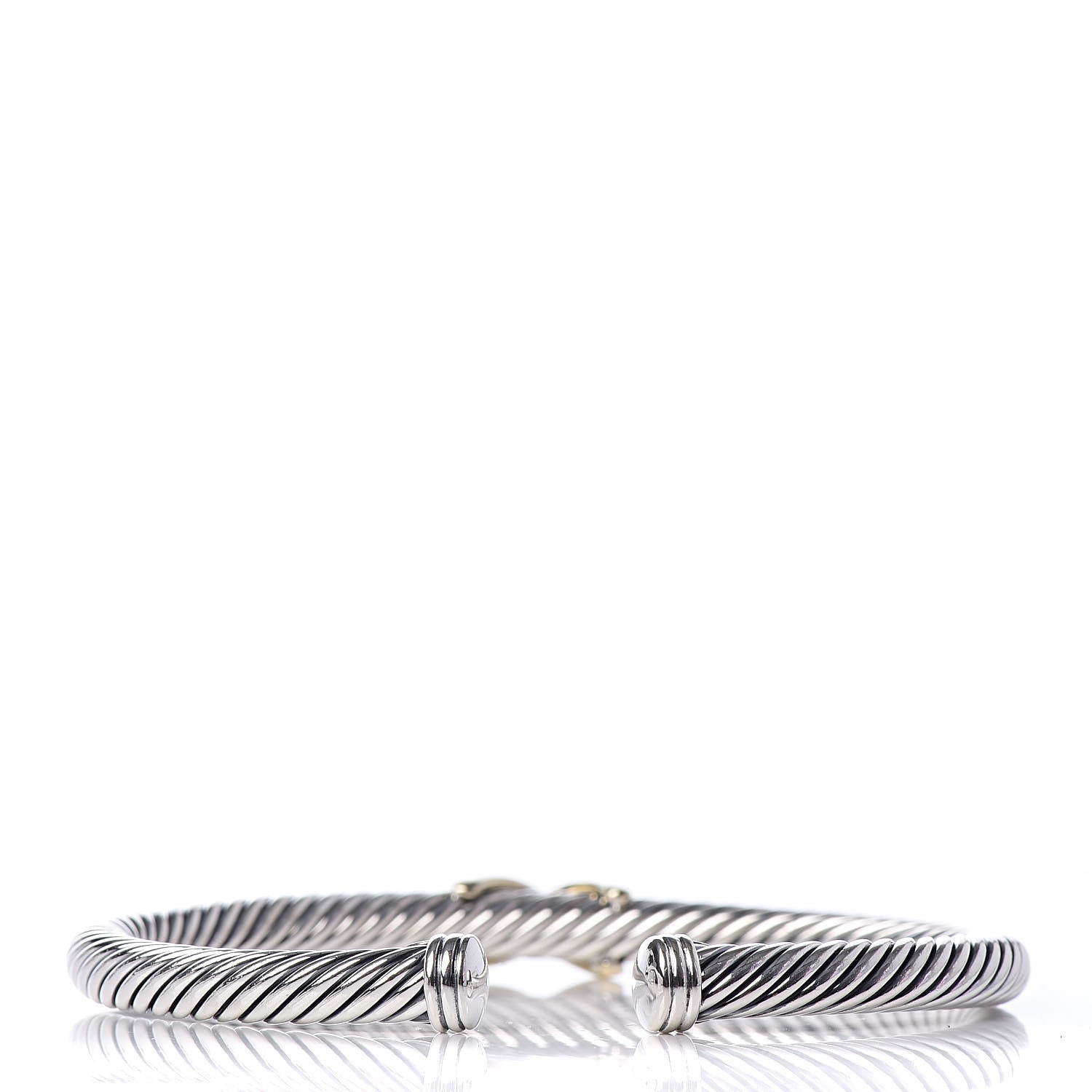 David Yurman Sterling Silver 14K Yellow Gold 5mm X Station Cable Bracelet 3 of 5