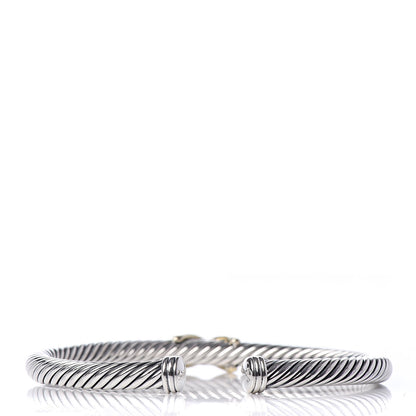 David Yurman Sterling Silver 14K Yellow Gold 5mm X Station Cable Bracelet 3 of 5