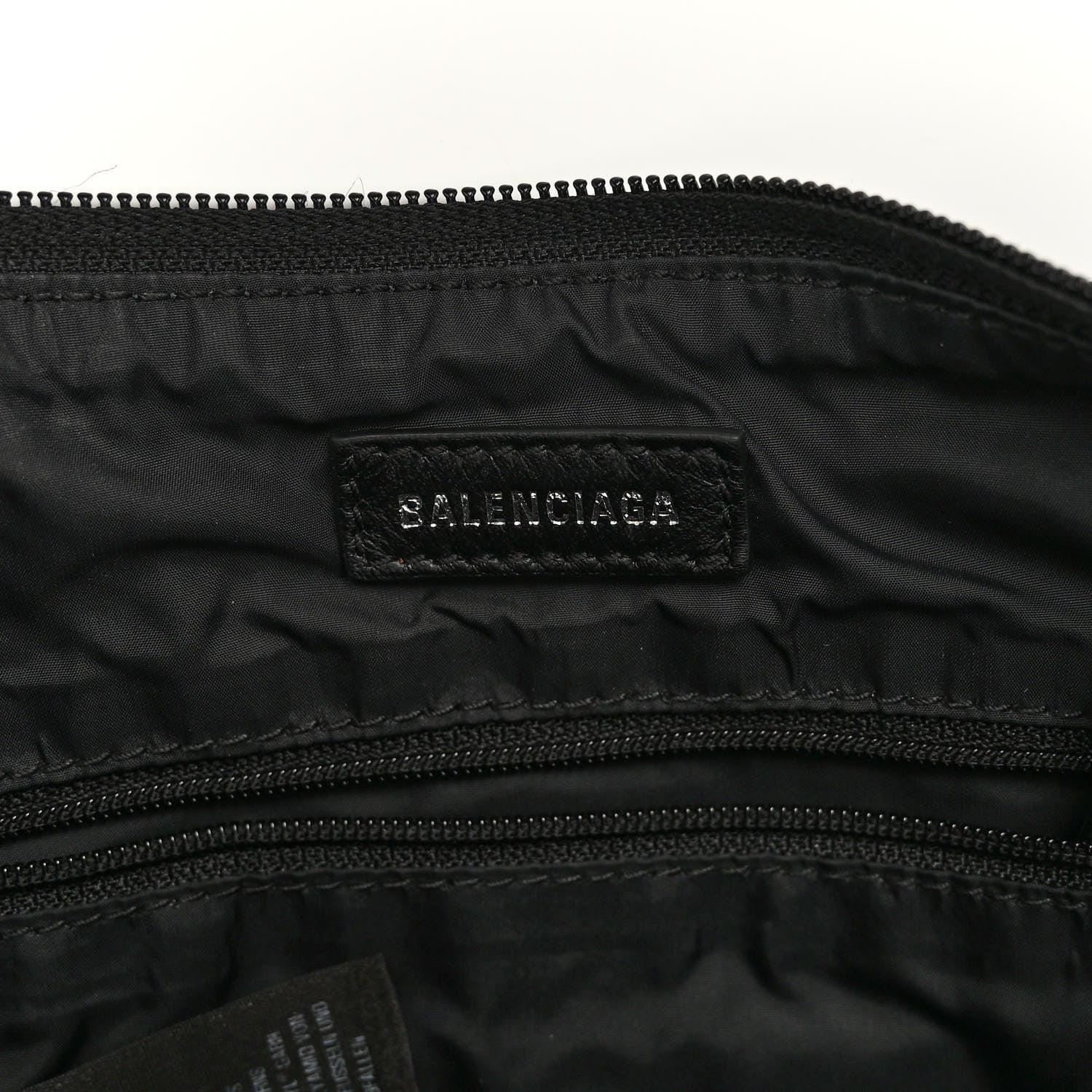 Balenciaga Recycled Sport Nylon Logo Embroidered Wheel Sling Bag Black White 6 of 9