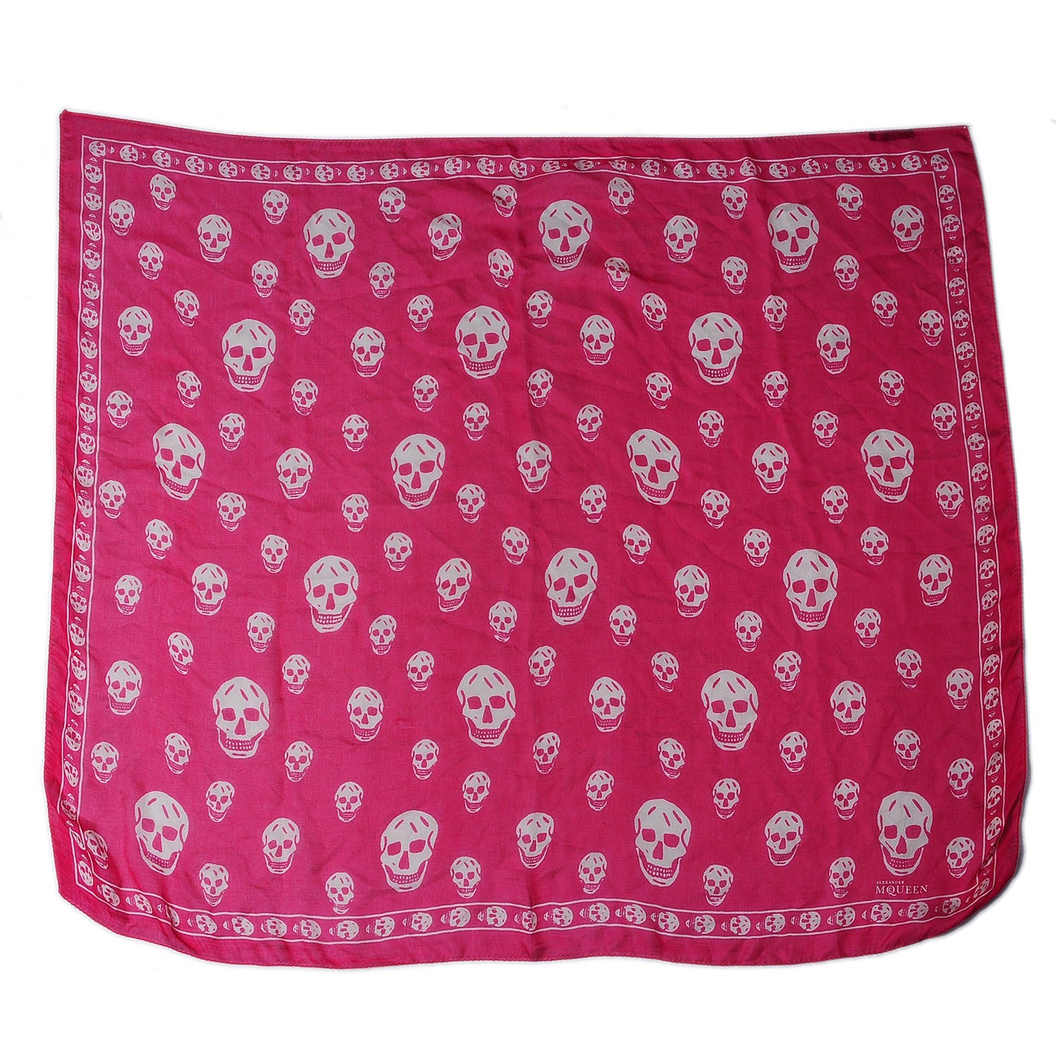 Alexander McQueen Silk Chiffon Skull Scarf Fuxia 3 of 7