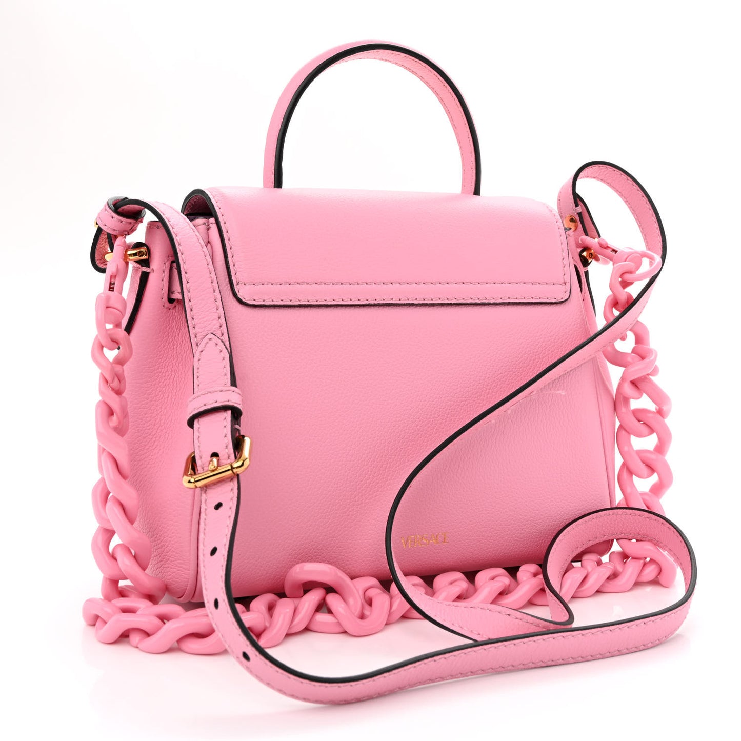 Grained Calfskin Small La Medusa Top Handle Bag Pink
