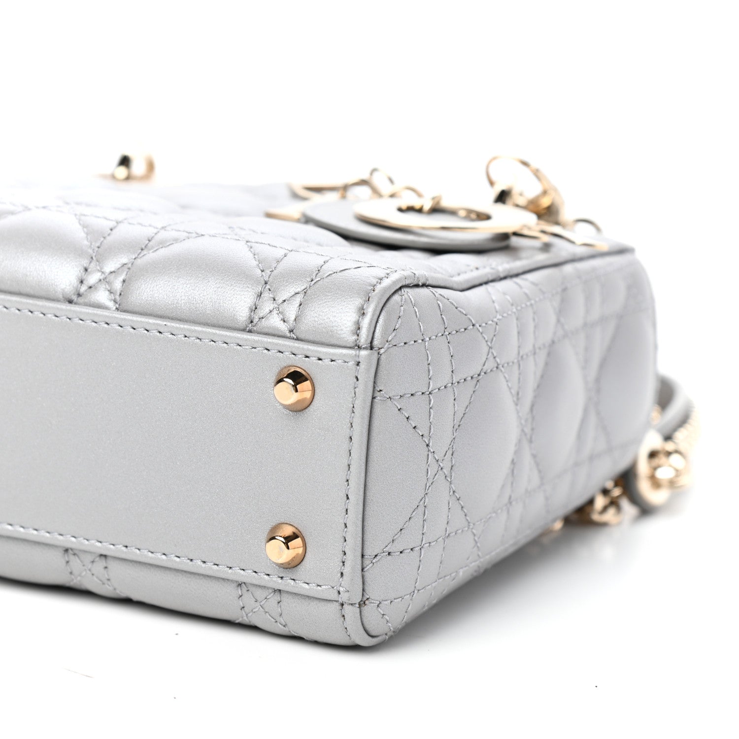 Christian Dior Metallic Lambskin Cannage Mini Lady Dior Grey 8 of 9