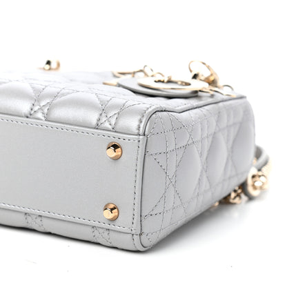 Christian Dior Metallic Lambskin Cannage Mini Lady Dior Grey 8 of 9