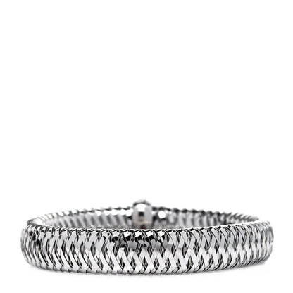 Roberto Coin 18K White Gold Diamond Medium Primavera Bangle Bracelet 5 of 8