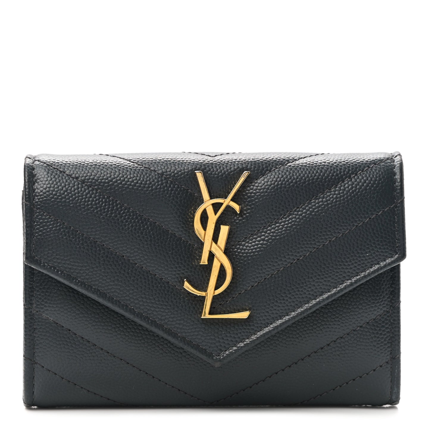 Grain De Poudre Matelasse Chevron Small Monogram Envelope Wallet Dark Smog