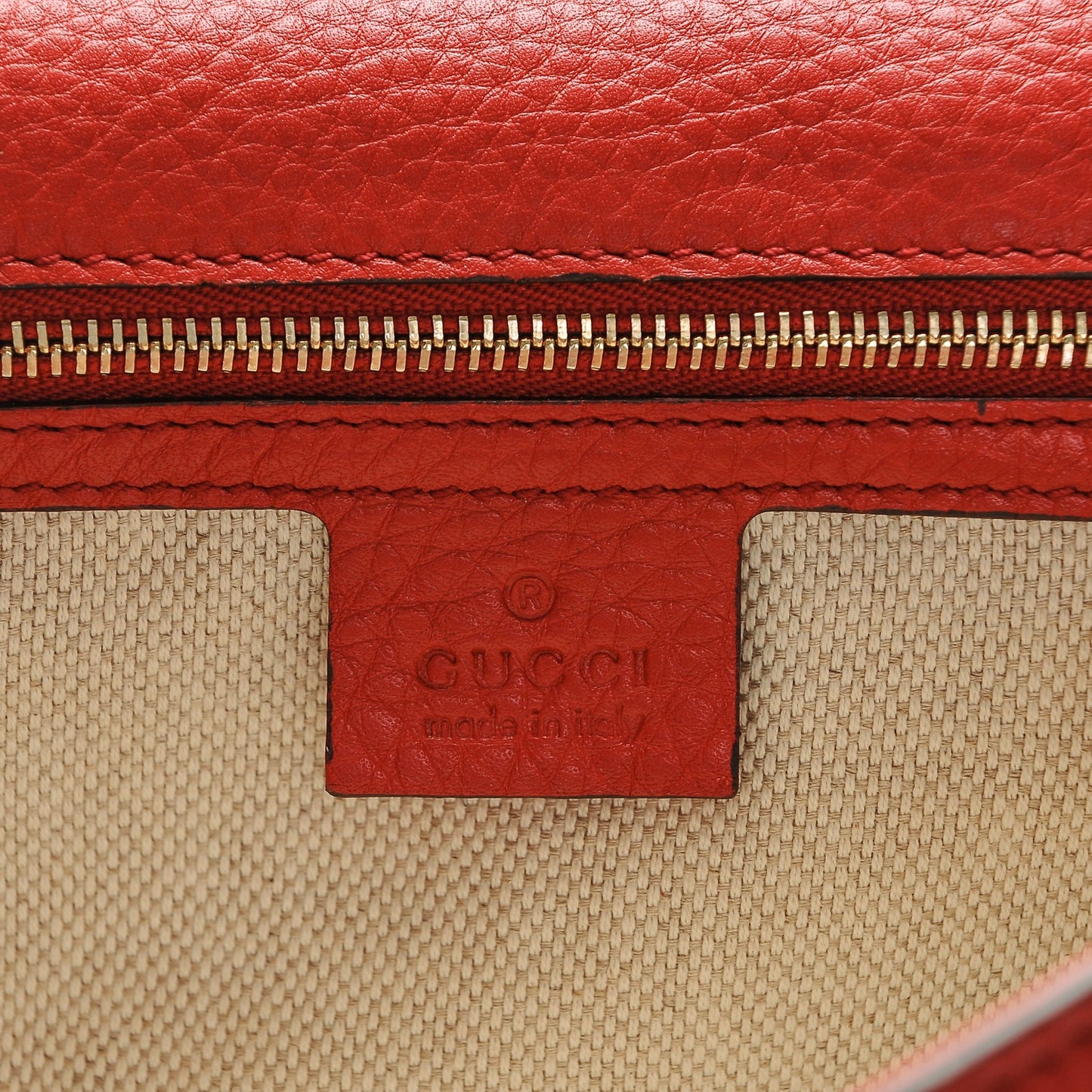 Pebbled Calfskin Medium Soho Clutch Red