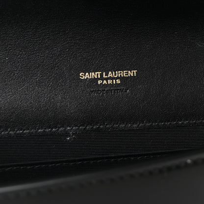 Saint Laurent Lambskin Patent Monogram Cassandre Clasp Flap Pouch Off White Black 6 of 7