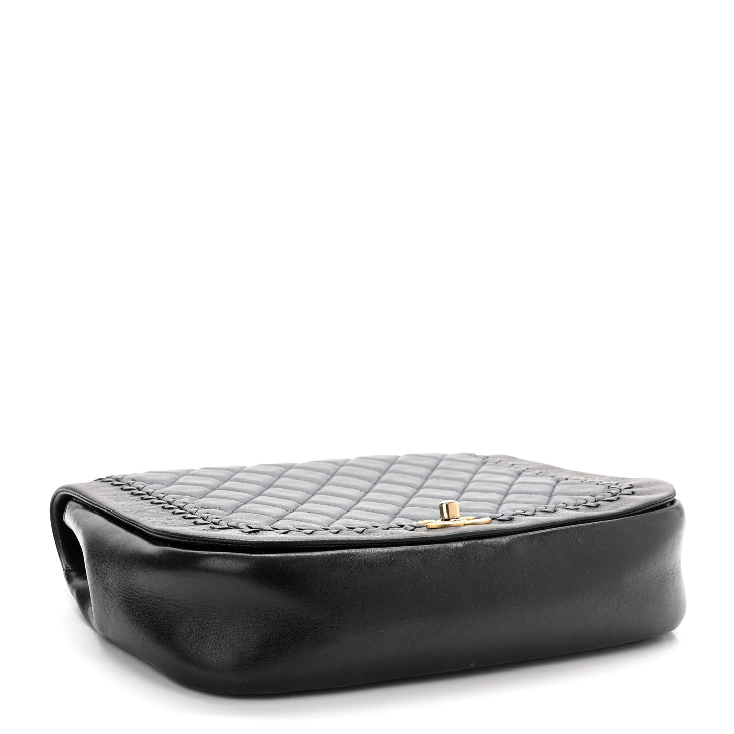 Lambskin Braided Flap Navy Black