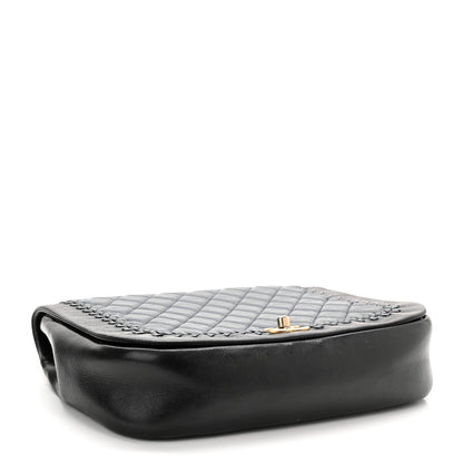 Chanel Lambskin Braided Flap Navy Black 4 of 10