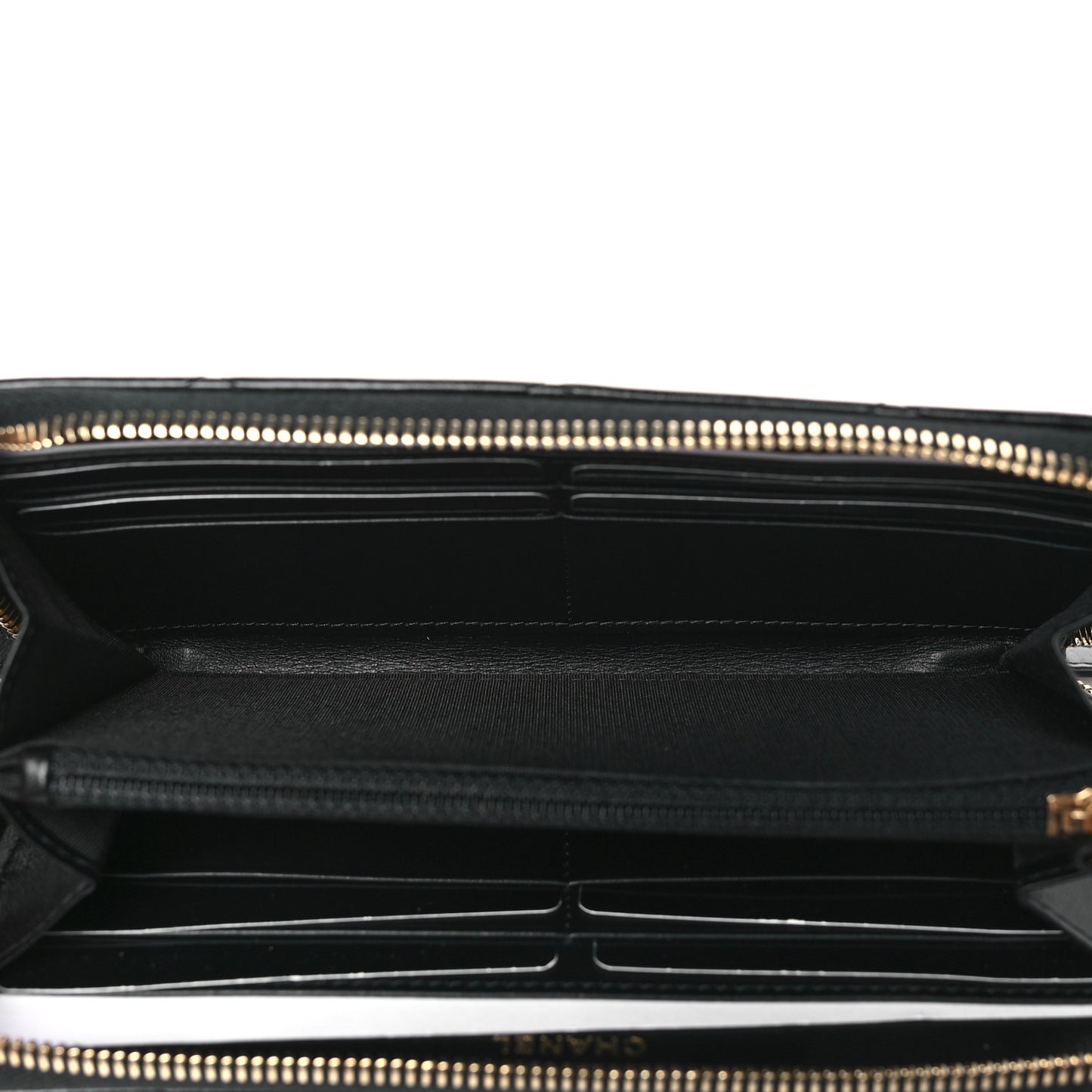 Shiny Lambskin Gusset Zip Around Waist Belt Wallet Black