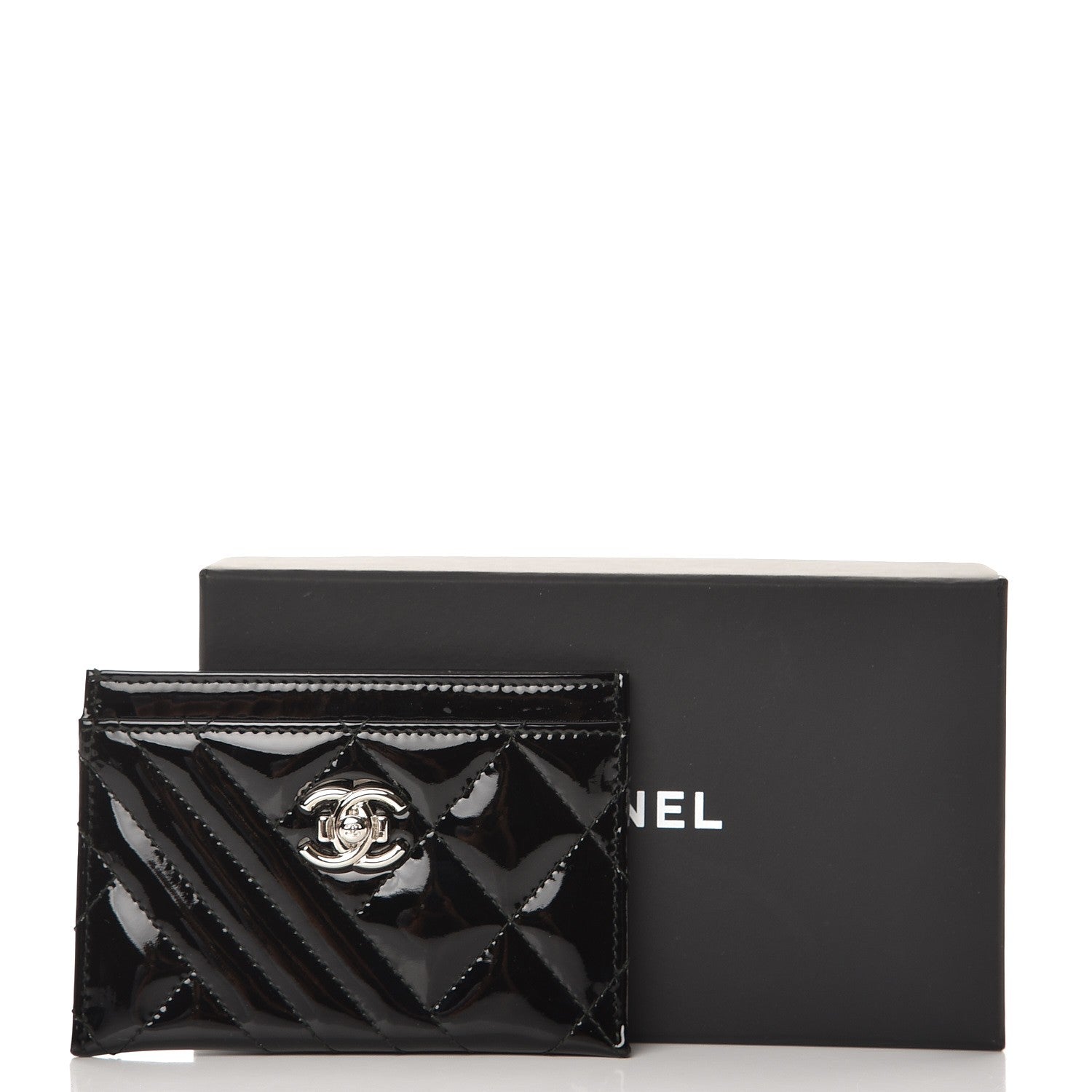 Chanel Patent Quilted Coco Boy Card Holder Black 9 of 9