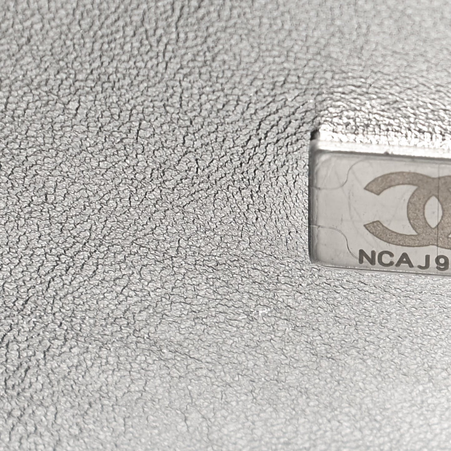 Hammered Metallic Calfskin Quilted Flap Silver