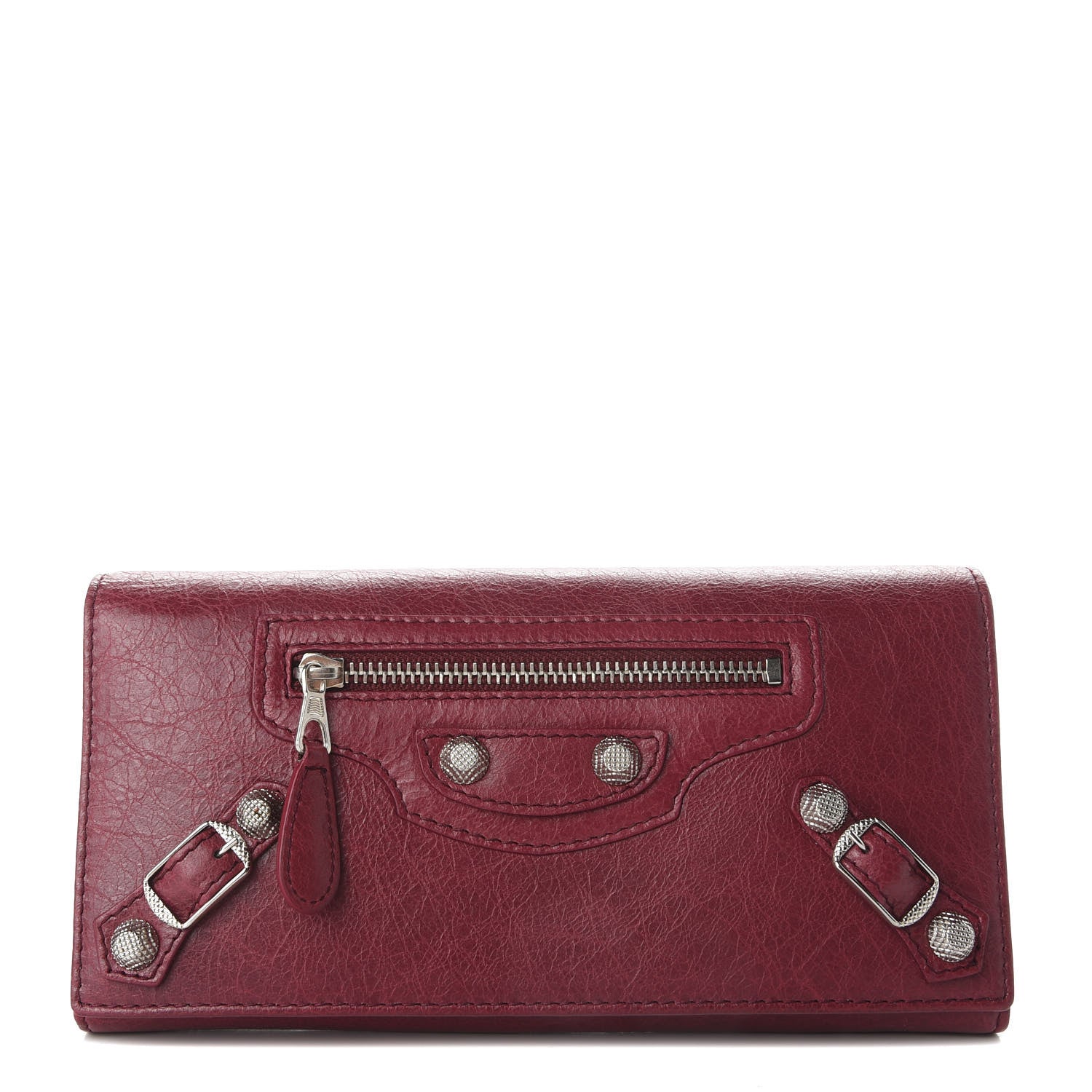 Balenciaga Agneau Giant 12 Silver Hardware Money Wallet Cassis 1 of 7