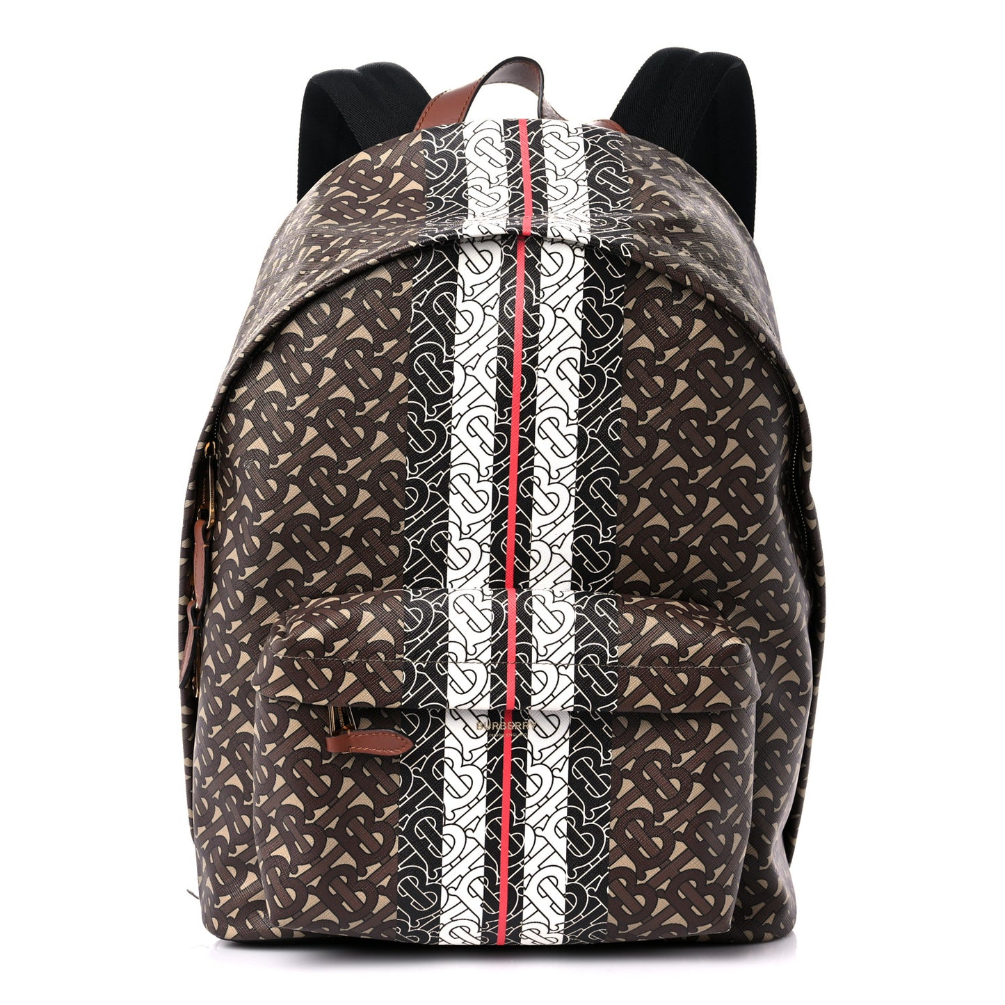 E-Canvas Monogram Stripe Backpack Bridle Brown