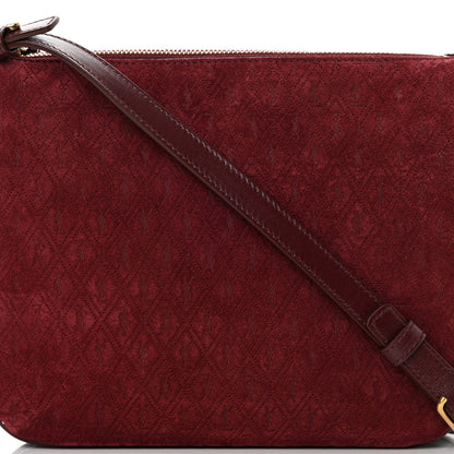 Saint Laurent Suede All-Over Monogram Crossbody Burgundy 9 of 11