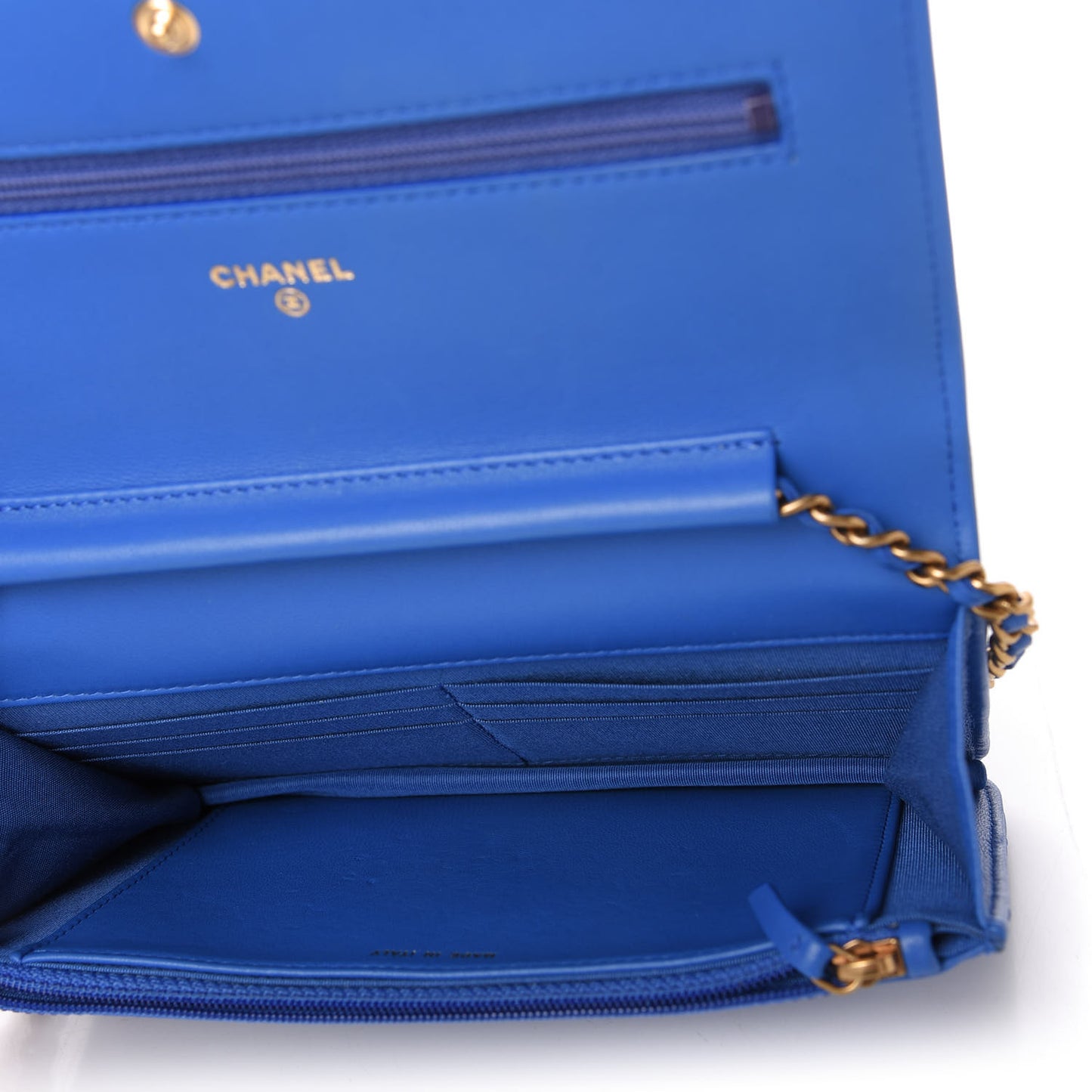 Lambskin Quilted Boy Wallet On Chain WOC Blue