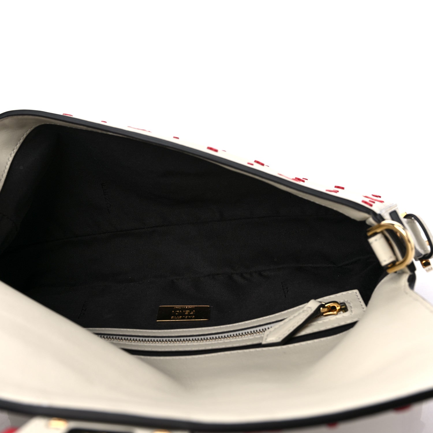Fendi Vitello Burro Chinese Valentines Day Karligraphy Embroidered Baguette 1997 Pana Rosso Cardinale 6 of 9