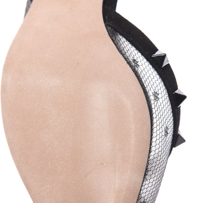 Valentino Garavani Mesh Point d'Esprit Rockstud Half D'Orsay Slingback 50mm Pumps 38 Black 7 of 9